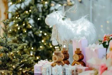 Festive Christmas Decor with Gifts and Ornaments